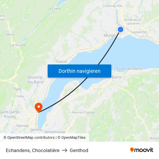 Echandens, Chocolatière to Genthod map