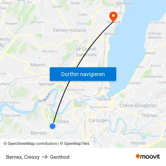 Bernex, Cressy to Genthod map