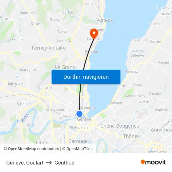 Genève, Goulart to Genthod map