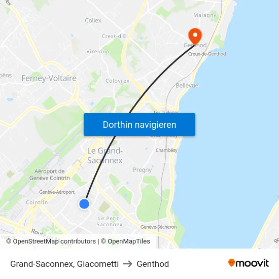 Grand-Saconnex, Giacometti to Genthod map