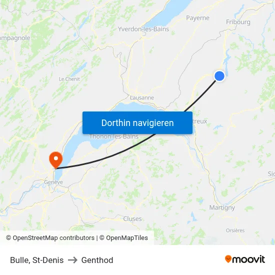 Bulle, St-Denis to Genthod map