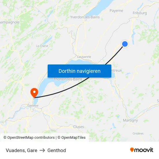 Vuadens, Gare to Genthod map