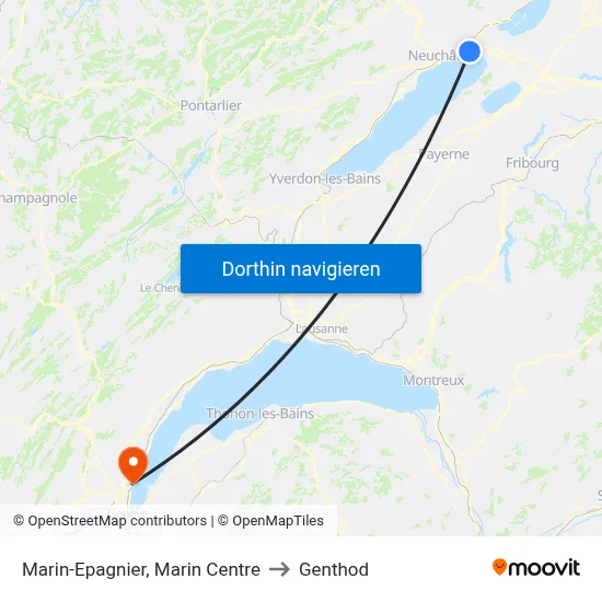 Marin-Epagnier, Marin Centre to Genthod map