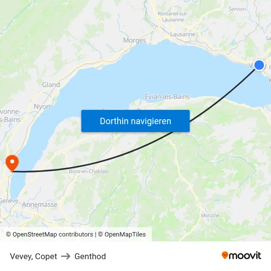 Vevey, Copet to Genthod map