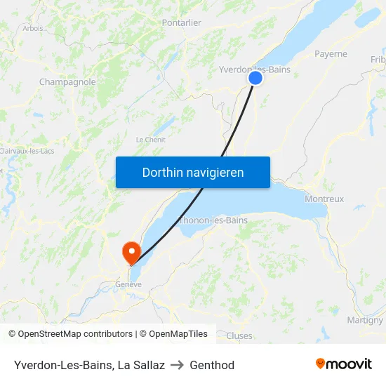 Yverdon-Les-Bains, La Sallaz to Genthod map