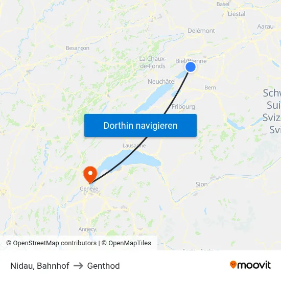 Nidau, Bahnhof to Genthod map