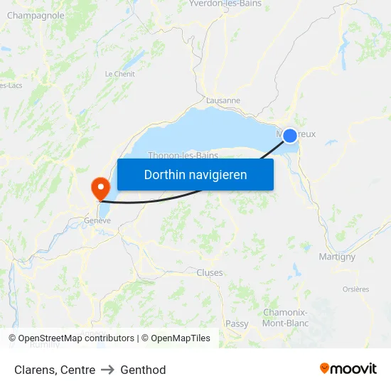 Clarens, Centre to Genthod map