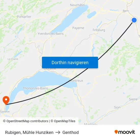 Rubigen, Mühle Hunziken to Genthod map