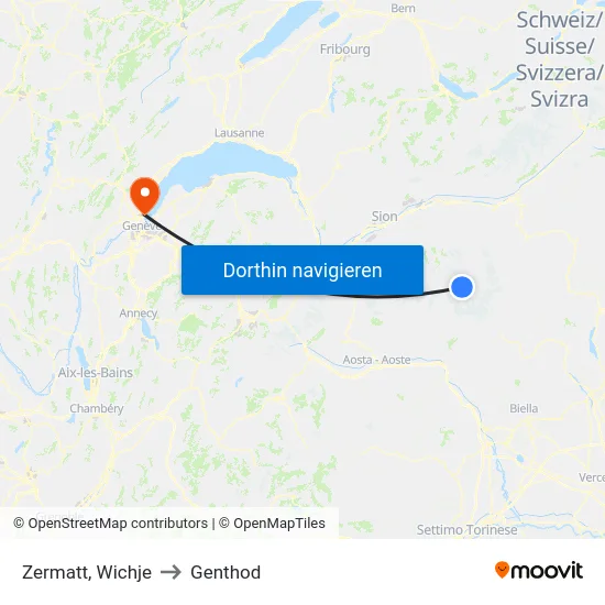 Zermatt, Wichje to Genthod map