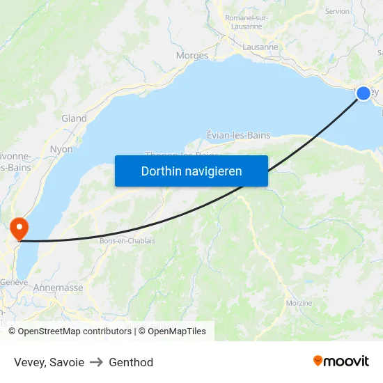Vevey, Savoie to Genthod map