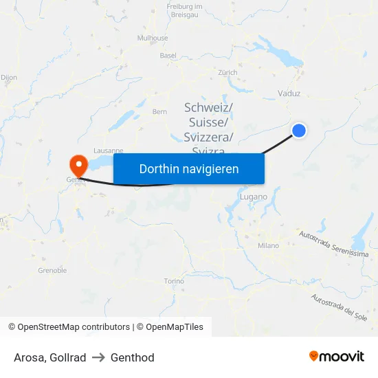 Arosa, Gollrad to Genthod map