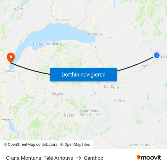 Crans-Montana, Télé Arnouva to Genthod map