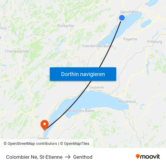 Colombier Ne, St-Etienne to Genthod map