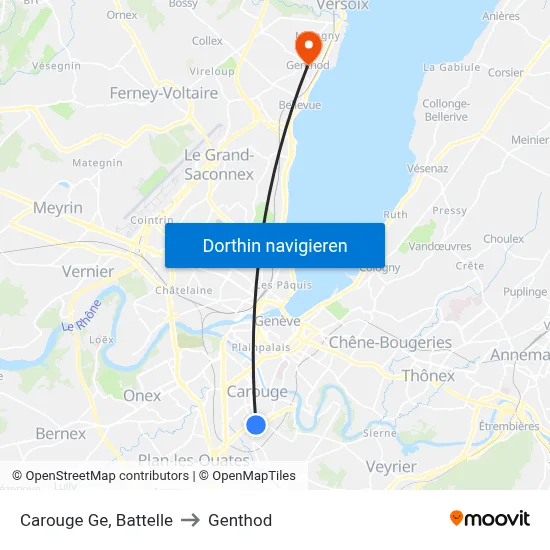 Carouge Ge, Battelle to Genthod map