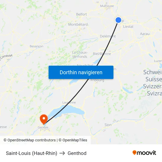 Saint-Louis (Haut-Rhin) to Genthod map