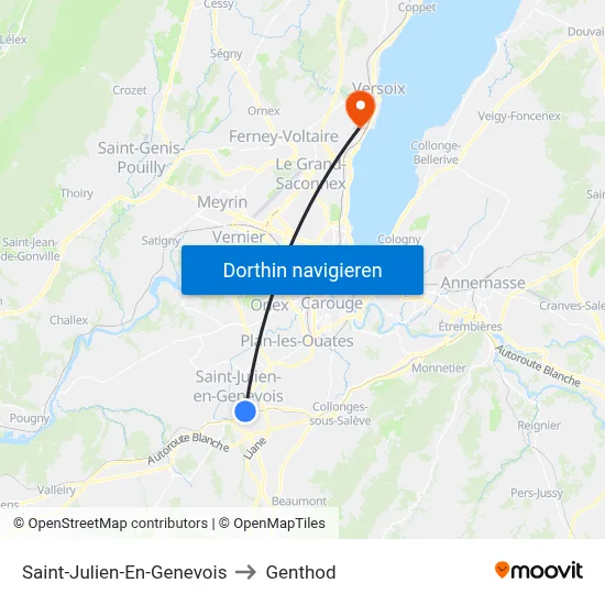 Saint-Julien-En-Genevois to Genthod map