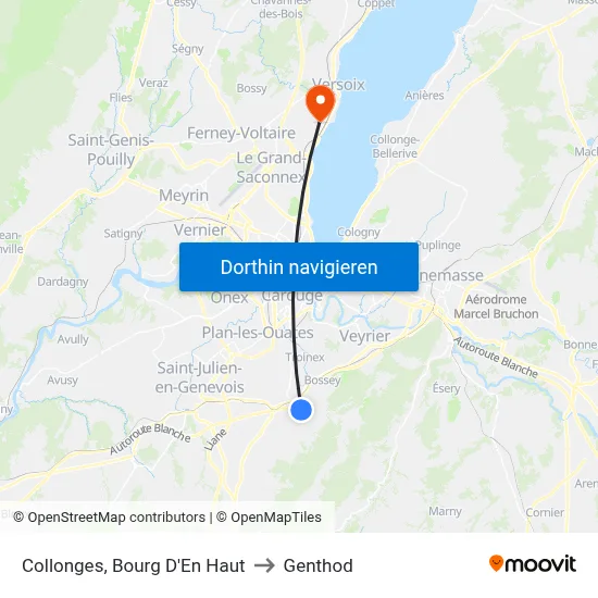 Collonges, Bourg D'En Haut to Genthod map