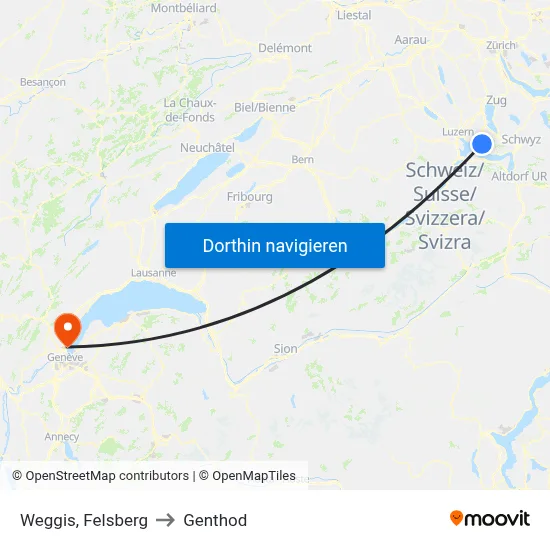 Weggis, Felsberg to Genthod map