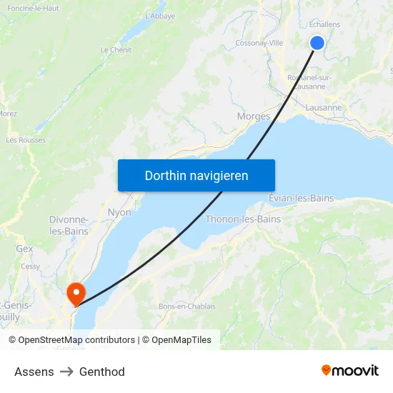 Assens to Genthod map