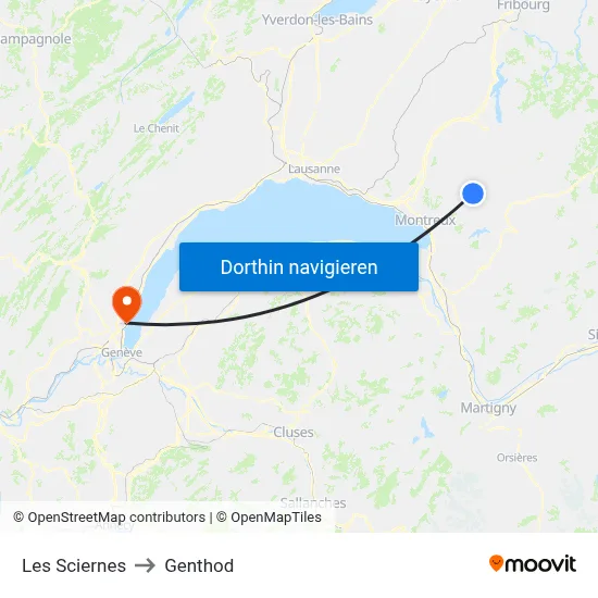 Les Sciernes to Genthod map