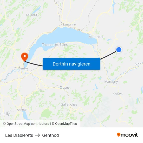 Les Diablerets to Genthod map