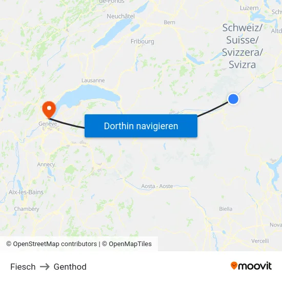 Fiesch to Genthod map