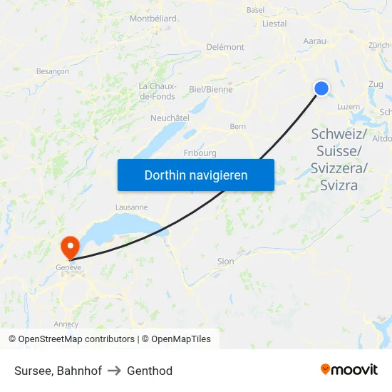 Sursee, Bahnhof to Genthod map