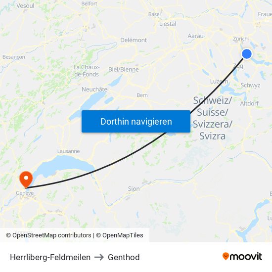 Herrliberg-Feldmeilen to Genthod map