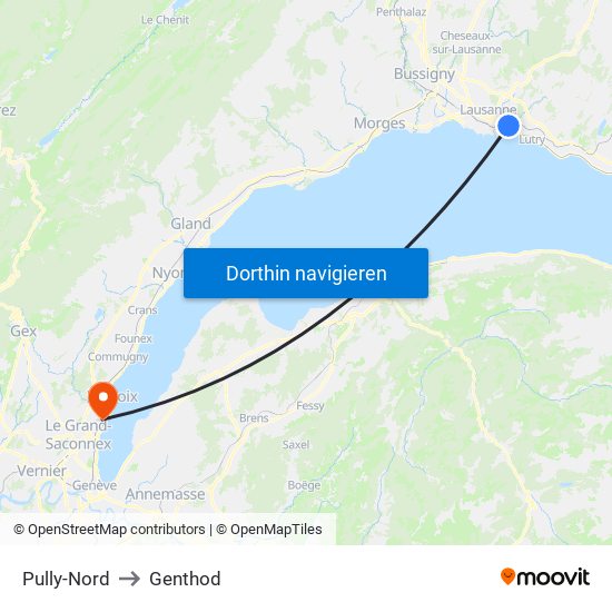 Pully-Nord to Genthod map