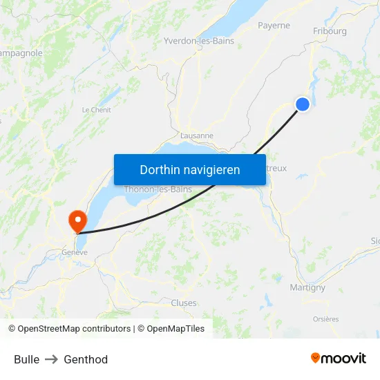 Bulle to Genthod map