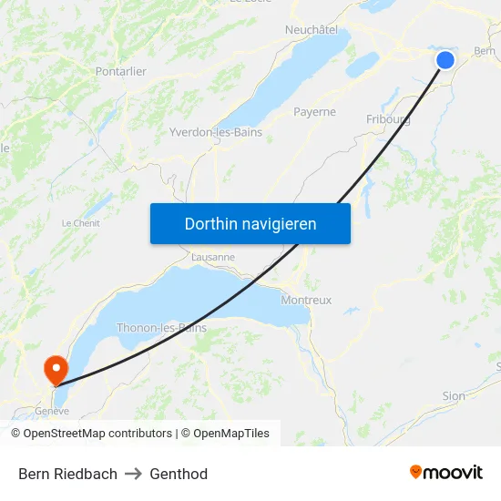 Bern Riedbach to Genthod map