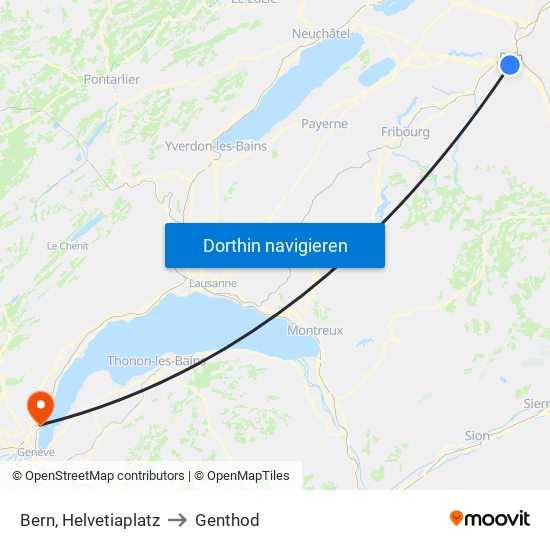 Bern, Helvetiaplatz to Genthod map