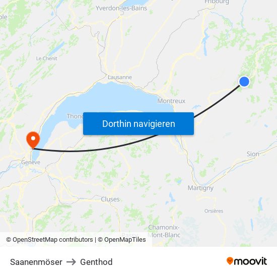Saanenmöser to Genthod map