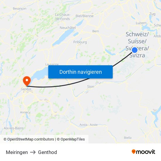 Meiringen to Genthod map