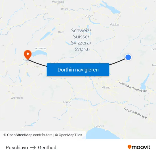 Poschiavo to Genthod map