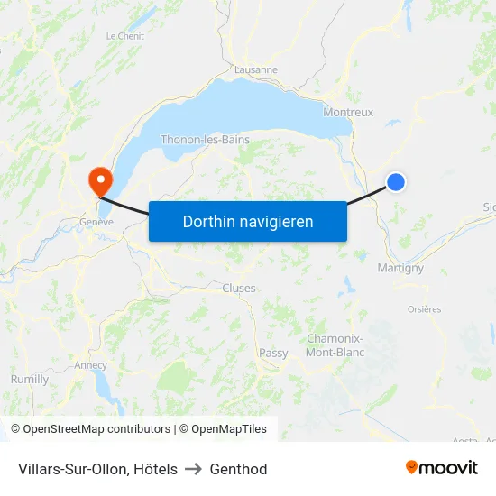 Villars-Sur-Ollon, Tennis to Genthod map