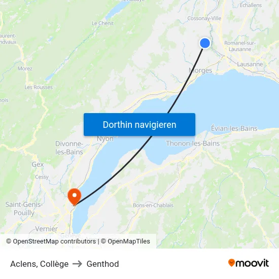 Aclens, Collège to Genthod map