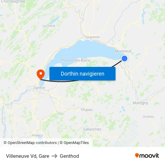 Villeneuve Vd, Gare to Genthod map