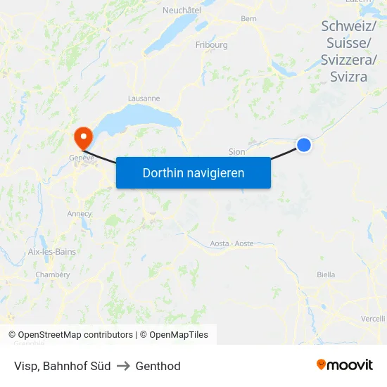 Visp, Bahnhof Süd to Genthod map