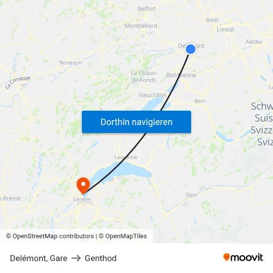 Delémont, Gare to Genthod map