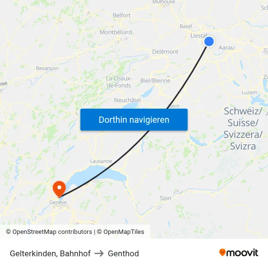 Gelterkinden, Bahnhof to Genthod map