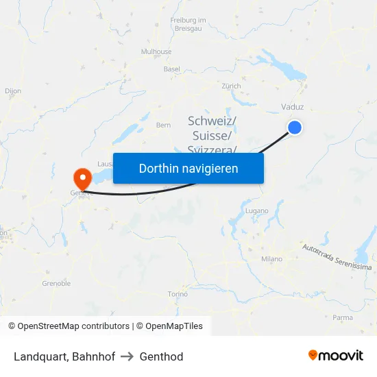 Landquart, Bahnhof to Genthod map