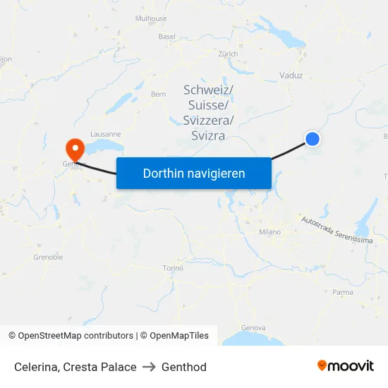 Celerina, Cresta Palace to Genthod map