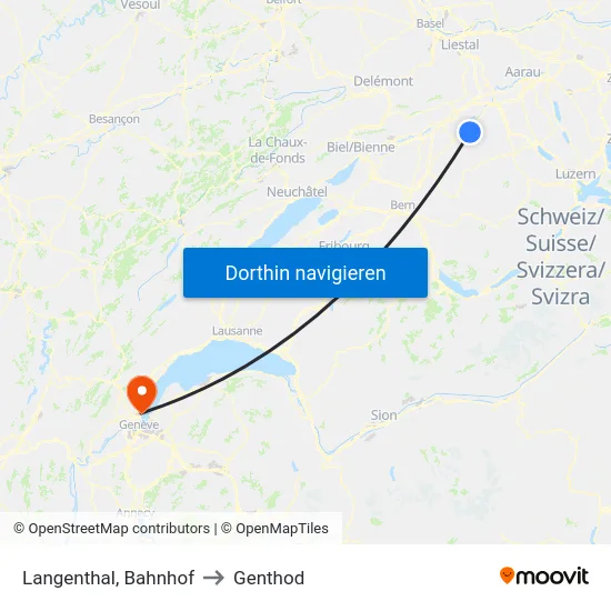Langenthal, Bahnhof to Genthod map