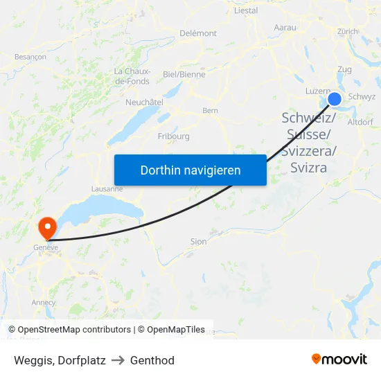 Weggis, Dorfplatz to Genthod map