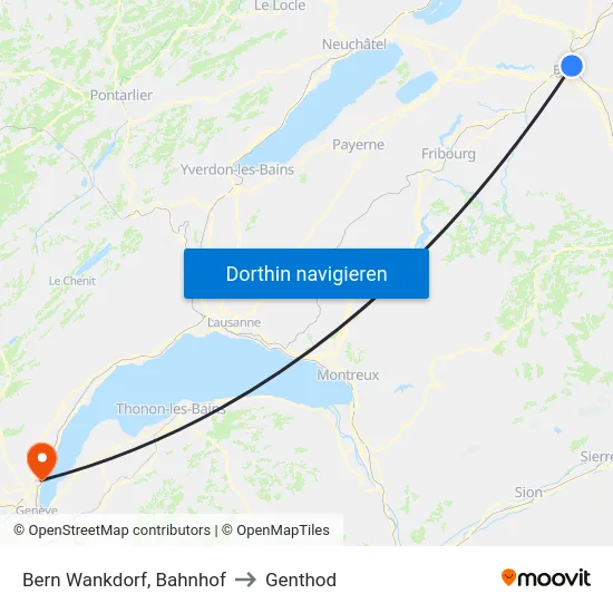 Bern Wankdorf, Bahnhof to Genthod map