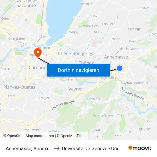 Annemasse, Annexion to Université De Genève - Uni Mail map
