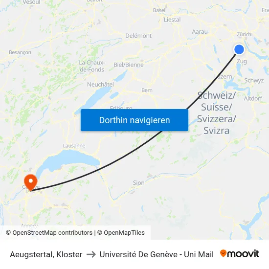 Aeugstertal, Kloster to Université De Genève - Uni Mail map
