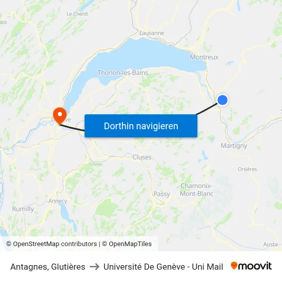 Antagnes, Glutières to Université De Genève - Uni Mail map