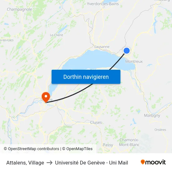 Attalens, Village to Université De Genève - Uni Mail map